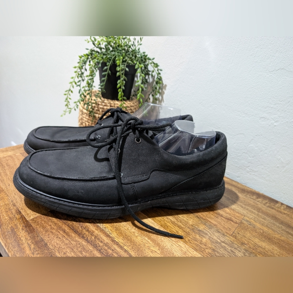 Merrell Men's World Vue Lace Oxford Black Full‎ Grain Leather (SZ 14) J94031